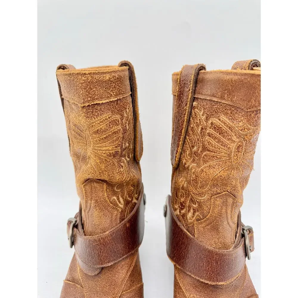 Old Gringo Boots Womens 6.5 B Brown Leather Embroidered Harness Western Cowgirl